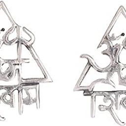 Pure Silver 925 (Chandi) Shiva Om Namah Shivay Stud Earrings For Men-image-31
