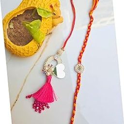 Handmade Bhaiya Bhabhi Rakhi Set with Love Heart & Traditional Thread-image-22