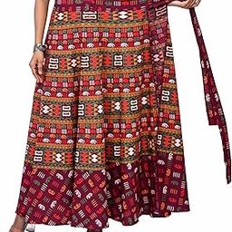 Premium Cotton Wraparound Skirt for Women (Maroon, Free Size)-image-92