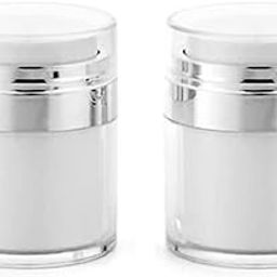 Furnido 2 Pack 1 oz Airless Pump Jars,Empty Acrylic Makeup Cosmetic Jar Pump,Refillable Airless Travel Lotion Jar Lid Thick Moisturizer,Skincare Cream,White,Approx.5.2 x 7.0cm / 2.04 x 2.75inch,-picture-34