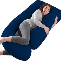 Mom's Moon Premium Softness Pregnancy Pillow for Pregnant Women with Cotton Zipper Removable Cover Standard Pack of 1 Sea Blue-image-0