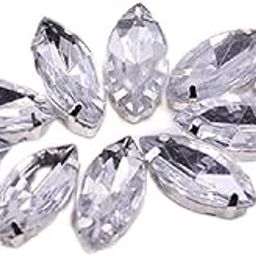 ITS ABOUT ME 5X10Mm Horse Eye Flat Back Rhinestone Embroidery Materials For Jewelry Making Embroidery Kit & Crafts Diy Kit, Clear,Silver-picture-29