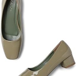 Women Square Toe Solid Block Heel Pumps for Office, Party and Formal Wear-3