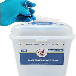 LMT Sharps Containers for Biohazard Needle & Syringe Disposal | Glass Waste & Metallic Implants | Puncture-Proof Bio-Medical Sharps Container Available in 5Liter (WHITE)-image-0