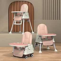 StarAndDaisy Comfort Baby High Chair with 4 in-1 Multifunctions for 6 Months to 3 Years Girls & Boys, Height Adjustable, Detachable Tray & One-Hand Adjustable - Pink-11