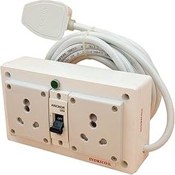 16A Electric Multi Outlet Extension Board Box With Mcb For Heavy Duty Pvc White Pack Of 1 (1.5 Mm 2000 Watts, 10 Meter Cable), 240 Volts-12