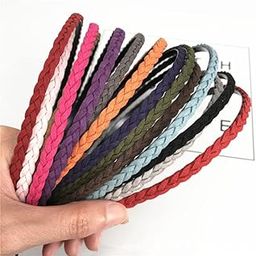 Leather Covered Twist Headbands Hair Loop Clasp Glitter Hairbands Elastics Hair Bands for Women and Girls,6pcs/Set-picture-47