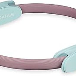 Gaiam Pilates Ring 15" Fitness Circle - Lightweight & Durable Foam Padded Handles | Flexible Resistance Exercise Equipment for Toning Arms, Thighs/Legs & Core, Dusty Pink/Seafoam-image-53