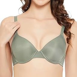 Women's Polyamide Solid Lightly Padded Demi Cup Underwired Push-Up Bra - Green-picture-32
