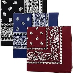 aadikart Unisex Soft Breathable Cotton Paisley Printed Cowboy Bandanas,Headband,Scarf (Multicolour_50CM X 50CM)-picture-3