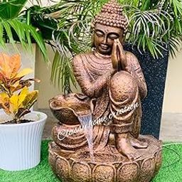 Classy Home Creation Lotus Namaste Buddha Fountain 3 feet Fiber | Buddha Fountain Big Size 3 feet | Water Fountain for Home, Office, Garden Decor Big Size Fiber (Multicolour)-image-62