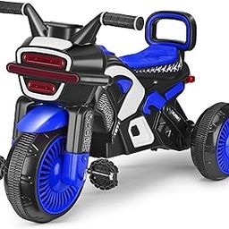 BABYBLESSING Noise Bike Pedal Tricycle for Kids Toddler Trike Headlight, Music,Eva Wheels & Curved Seat and backrest Push Along Pedal Trike for 15 Months to 3 Years (D.Blue)-image-20