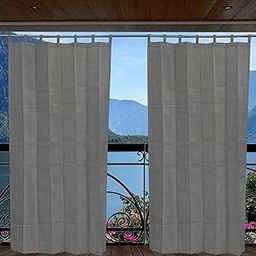 GREEN DECOR HDPE Fabric 85-90% Sun Blockage & UV Protection Detachable Tab Top Balcony & Outdoor Curtains Temperature Reducing for Window&Door Curtains(Grey Color_4.5X9 Feet) Pack of 2 Piece-image-73