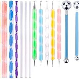 Nail Art Emboss Ball Tool Piece, Dotting Tool Set with Mandala Tool, 17pcs Set, Multicolour-picture-19