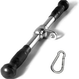 Straight Tricep Bar | Tricep Press Down Handle Rotating Bar with Rubber Hand-Grips with Chrome Finished With 1 Snap Hook Free-image-50