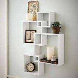 Unique Arts Cube Floating Wall Shelves, for Living Room, Bedroom, Dining Room Wooden Wall Rack Shelves (White) Set of 4 Small for Office, Kids Room and for Wall Decor and Home Decor-image-93