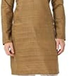Men's Cotton Silk Solid Textured Long Kurta Full Sleeves - Casual Ethnic Wear-image-47