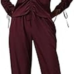 Women Burgundy Solid Cinched Waist Top with Trousers Co-Ords-image-97
