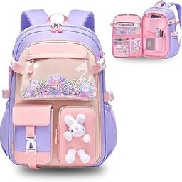 Latest Unicorn School Bag for Girls Baby Durable Water-Resistant Picnic Tutition Backpack Soft Shoulder Cute Printed Bags for Girl Kids 5-10 Years Old Birthday Deewali Gift Set-7