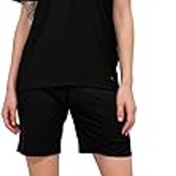 Cotton Black T-Shirt and Shorts Set for Women Half Sleeve Round Neck Co-Ord Set Plain Casual Sleepwear Loungewear Nightdress for Girls-image-23
