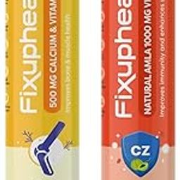 Fixuphealth Calcium 500mg Vitamin D3 Strong Bone Muscles Effervescent Tablets 20 tablets & Natural Amla 1000mg Vitamin C Zinc Effervescent Tablets 20 tablets Immunity Booster-image-41