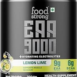 Foodstrong EAA 9000 with Hydrating Electrolytes, Lemon Lime Flavour, 9g Essential Amino Acids (EAA) & 6g BCAA Per Serving – Supports Muscle Recovery & Rehydration – 300g, 25 Servings-16