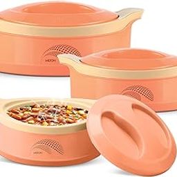 MILTON New Marvel Jr Inner Steel Casserole Gift Set of 3, Orange | Hot Food | Insulated | Fresh Food | Easy to Carry | Not for Microwave | Food Grade | Roti | Curd Maker-62