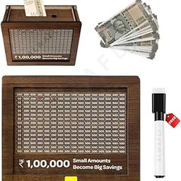 ALWAFLI Wooden Money/Piggy Bank for Kids & Adults, Savings Challenge Box, Money Saving Box for Adult 100000, Cash Collection Gullak Mini Bank, Birthday Gift for Kids, Women/Men/Friends (One Size)-18