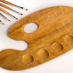 ARTIOS Wooden Painting Palette - 37x20cm Handmade Paint Palette with Thumb Hole for Acrylic, Oil, Watercolor, Gouache Painting - for Professional Artists, Art Enthusiasts & Kids-26