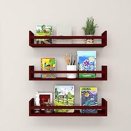 WooDinto Wall Shelves for Living Room, Bedroom | Wall Mounted Shelf | Wall Hanging Storage Unit | Wall Organiser Shelf (Floating Set of 3-24 Inch) (Brown)-picture-31