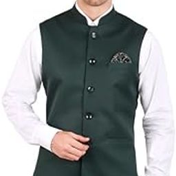 Men’s Nehru/Modi Jacket (Waistcoat) along-with Inner pocket - Premium Cotton Fabric with Polyester lining, Stylish Sleeveless Bandhgala Regular Fit for Festive, Casual, or Occasional-image-4