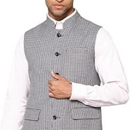 Men's Printed Black Mandarin Collar Waist Coat-picture-30