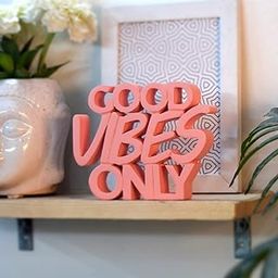 NUKKAD TALES Good Vibes Only Peach Showpiece for Home & Office - Engineered Wood Quirky Accent for Birthdays, Corporate Gifts, and Inspirational Wall Decor - Desk or Shelf Décor-image-49