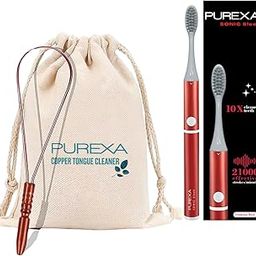 Purexa Sonic Sleek Toothbrush & Copper Tongue Cleaner Combo | Electric Toothbrush With 1 Year Warranty | AAA Powered, 180 Days Battery Toothbrush | Electric Toothbrush For Men, Women & Kids | Premium copper tongue cleaner with ergonomic handle | Reduces bad breath & supports digestive health teeth cleaner | 100% natural copper tongue scraper for Improved oral health, fresher breath, and gentle tongue cleaners-image-50