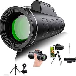 Cezo 40X60 Magnification Zoom HD Monocular Telescope with Smartphone Mount and Tripod, Bi-Focal Monocular Telescope for Adults and childeren with FMC Coating, Built-in Compass and BAK4 Prism,for Bird-image-9