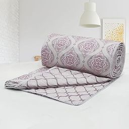 AURAVE Cotton 144 TC Lace Bordered Reversible Dohar, Double, Magenta & Purple-image-27