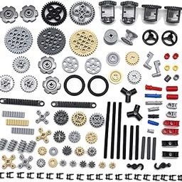 SEEMEY Technic 118 Pieces Gear and Axle Set Compatible with Lego Technic Parts, DIY MOC Gears Chain Links Differential Axles Assortment Pack (Random Color) for Kids-20
