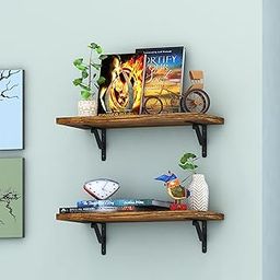 Klaxon Arizona Wood And Metal Floating Wall Shelves | Home Decorative Shelf | Wall Shelves For Living Room, Bedroom, Study Room, Balcony Garden-Forestdark, Pack Of 2 (17X8 In, Brown)-image-52