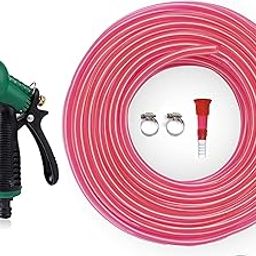 KABFLEX 1/2 Inch [10 Meter] Zebra Line Hose pipe Pink Color with 7 Pattern Spray Gun, 1 Tap Connector, 2 Hose Clamps Used for car wash, Bike wash, Floor Cleaning, Pet Bathing-picture-16