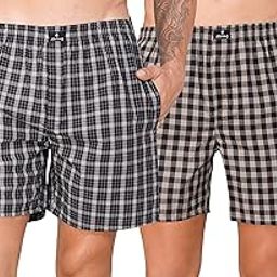 Mens Boxer Short/Boxer Cotton Side Pocket Checks 0414-image-80