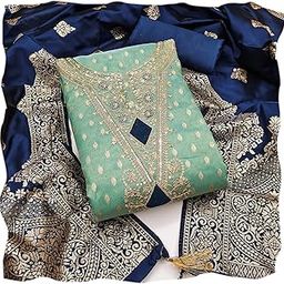 Women's dress material, Shimmer Butti Codding Sequence Work, Unstitched Dress Material with Jacquard Dupatta-image-78