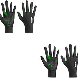 PROBEROS® 2 Pairs Sun Protection Gloves UPF 50+ Black Ice Silk UV Cooling Gloves, Anti-Slip Palm, Touch Screen Design, Unisex Outdoor for Driving, Cycling, Golfing, Hiking, Fishing(Size-M)-image-58