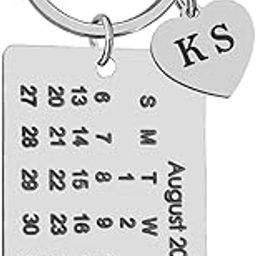 Personalised Calendar Custom Date Engraved Message Anniversary Birthday Memorial Gift Silver Stainless Steel Keychain For Men LCSKey202311-picture-54