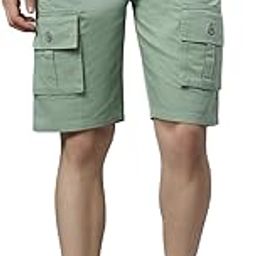 Mens Pure Cotton Cargo Shorts with Elastic Waist-image-1
