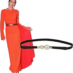 redhorns Elastic Fabric Waist Belt for Women Dresses Elegant Vintage Design Stretchy Slim Ladies Belt for Saree Girls Jeans - Free Size (GRP-LD001B_Black)-picture-42