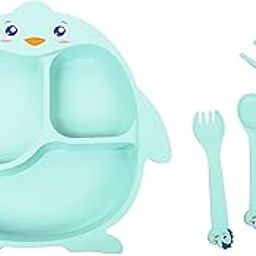 WireScorts Bamboo Fiber Feeding Set for Kids – Cartoon Design Children Tableware Set, Utensils and Dishes Includes Plate Spoon, Fork and Chopsticks - Pista-picture-20