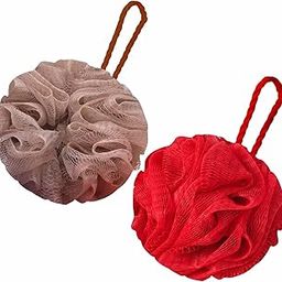 GUBB Lux Bath Sponge Loofah - Soft & Fluffy With Multiple Layers of Fibrous Matrix For A Fun Shower Time | Loufa/Luffa/Lufa/Poof/Pouf - Perfect Loofahs/Loofas for Men and Women | Bathing Scrubber For Body - 2 Loofahs - Pebble & Coral-image-52