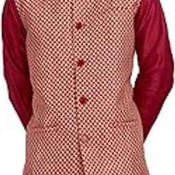 Men's Indian Dupion Silk Sleeve Less Festive Nehru Jacket Waistcoat-image-54