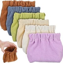 6 Pcs Corduroy Elastic Storage Bag, Shrapnel Portable Pouch Elastic Storage Bag, Portable Travel Corduroy Lipstick Bag, Large Capacity Objects Storage Organizer-image-20