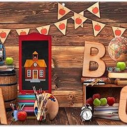 Swepuck 8x6ft Back to School Photography Backdrop ABC Letter Vintage Wooden House Background Welcome Kids Kindergarten Classroom Photo Banner Shooting Props-16